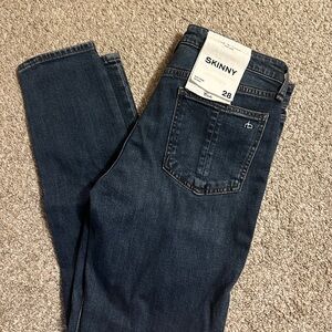Rag & Bone Mid-Rise Skinny Jeans in Dark Blue